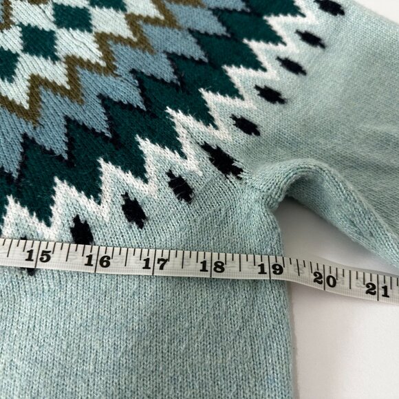 Talbots Mockneck Chevron Fair Isle Sweater MP Ice Green Cotton Blend – Pre-Owned - Picture 6 of 10